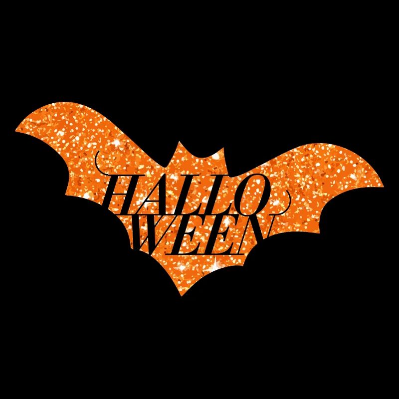 Halloween Orange Glitter Bat Silhouette