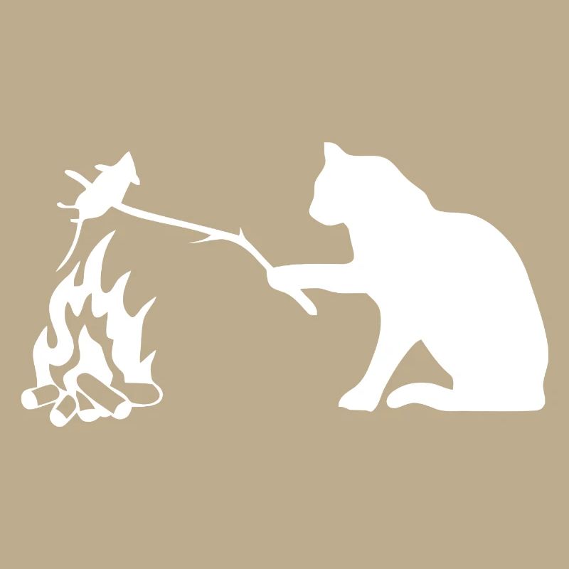 Silent Observer Cat by Campfire