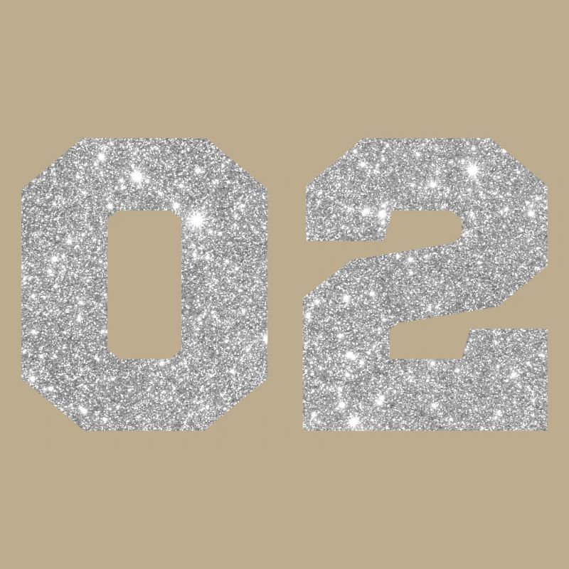 Number 2 Silver Glitter -2nd Anniversary