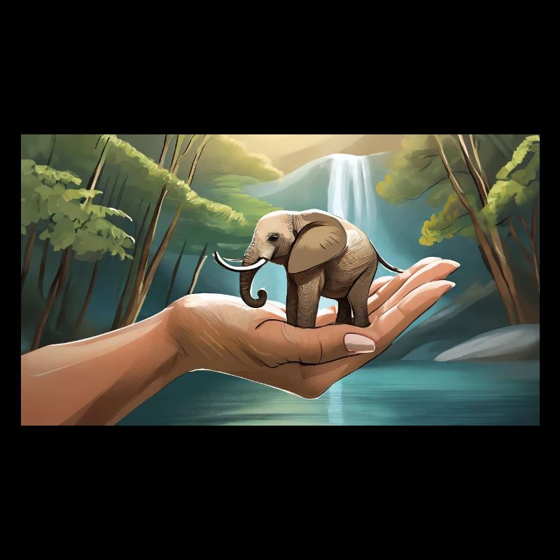 Lustiger Huhu, ein Elefant ist so klein wie eine Handfläche