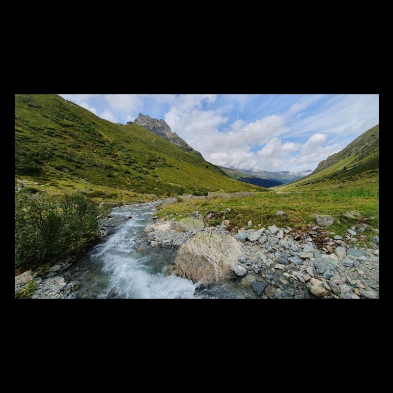 Mountain landscape panorama with river