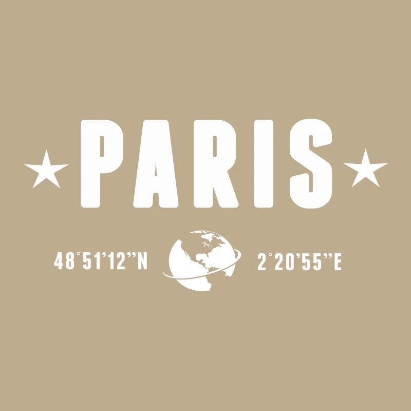 Paris Coordinates White Minimalist Typography