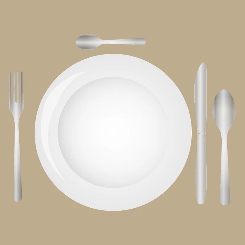 Table setting with empty plate & cutlery