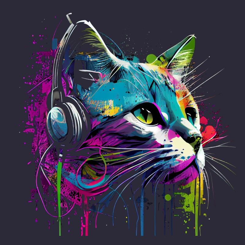 Chat avec écouteurs