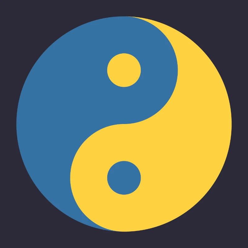 Yin und Yang Symbol in Blau & Gelb Python Coder