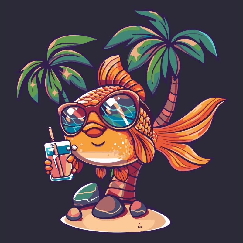 Goldfisch Sommer Strand Comic