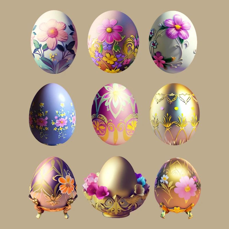 Colorful Easter Eggs Sticker Set