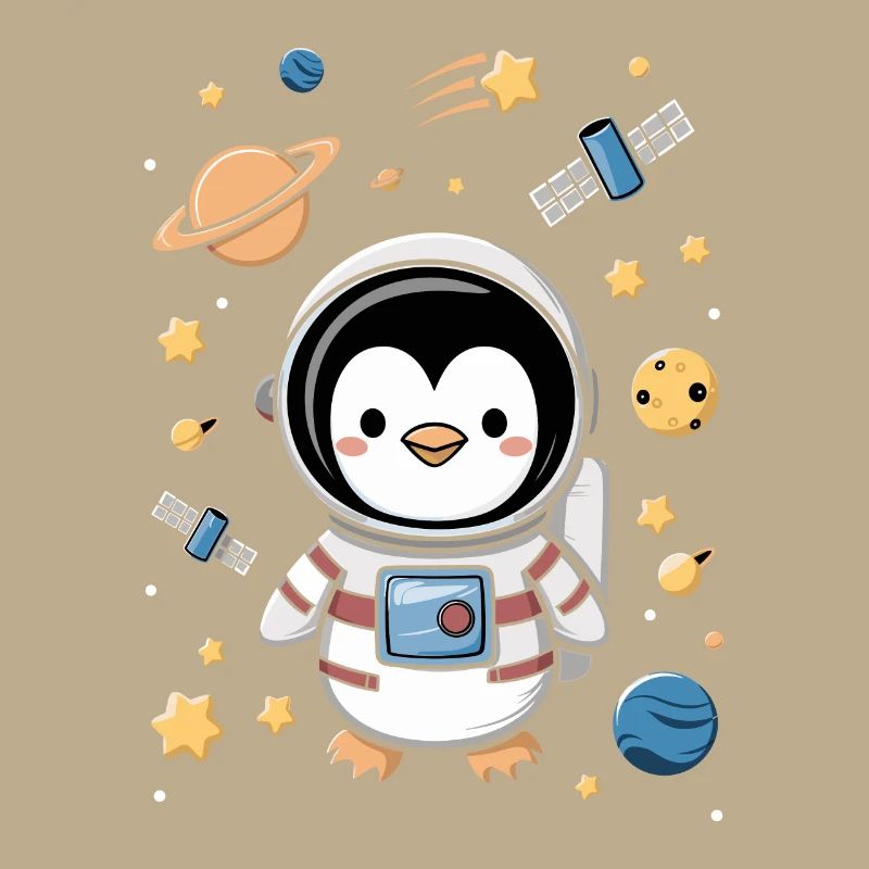 Astronaute d’aventure de pingouin de l’espace