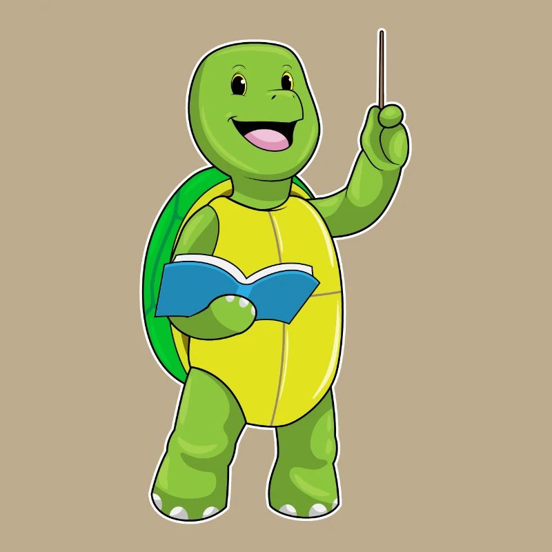 Schildkröte als Lehrer mit Buch & Pointer