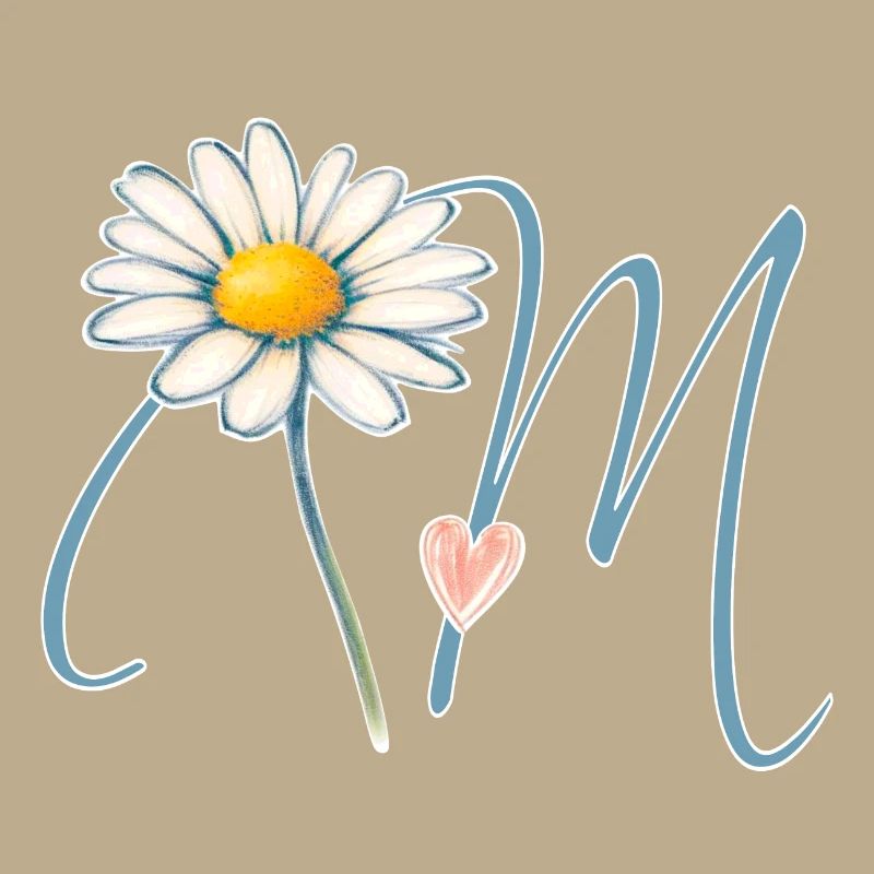 Buchstabe M Gänseblümchen Herz