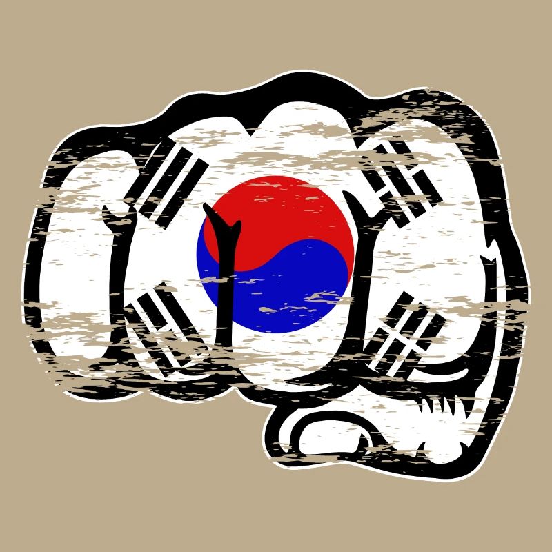 Drapeau de la Corée du Sud Main Poing Utilisé