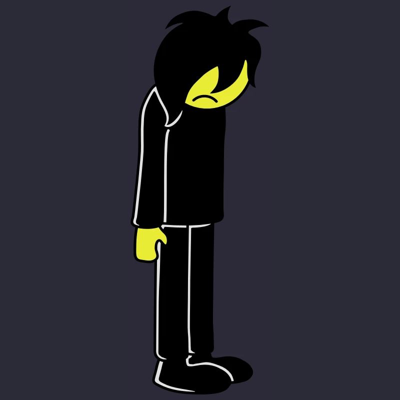 Triste malheureux emo longs cheveux noirs