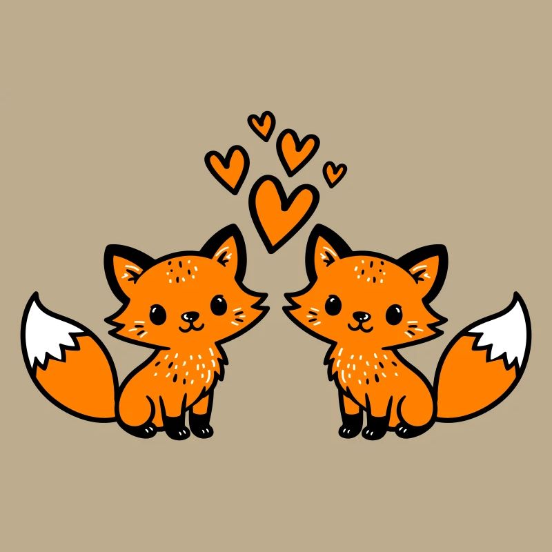 Fuchs Paar Herzen Liebe