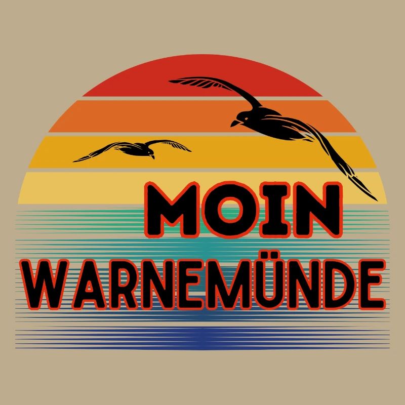 Moin Warnemünde avec mouette dans un style rétro