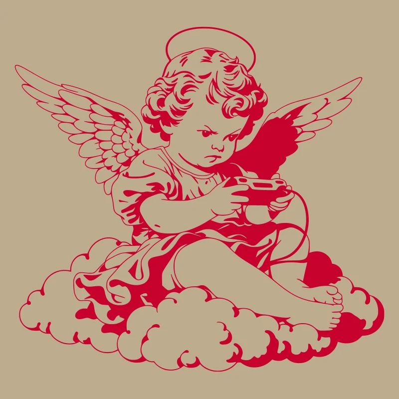 Gaming Engel – Cherub mit Controller