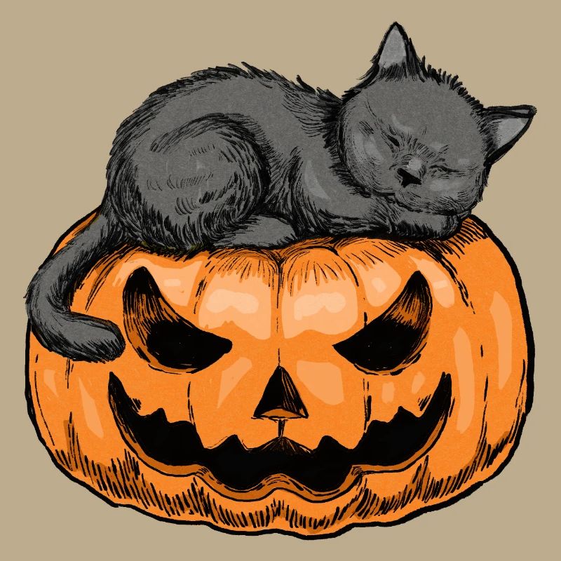 Schläfrige Katze Halloween-Design