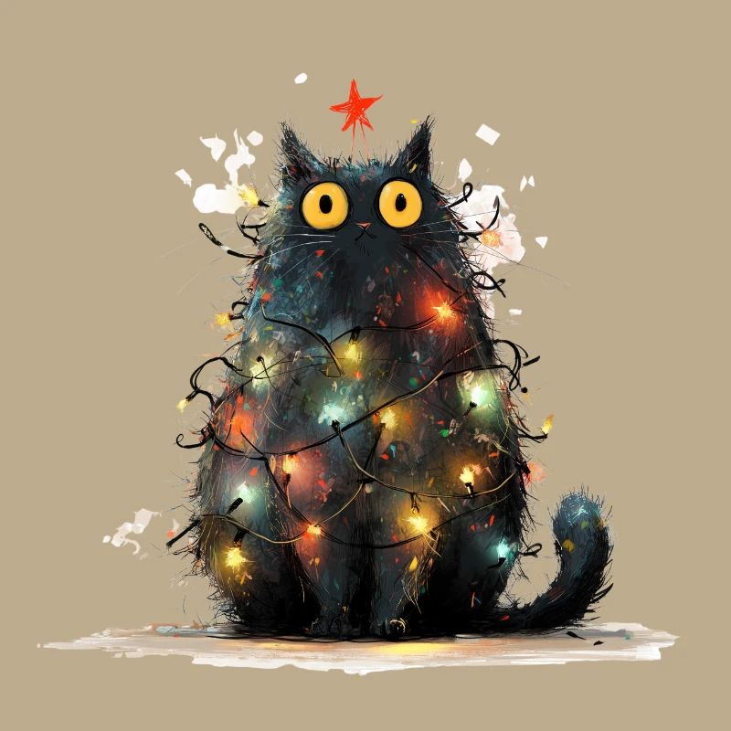 Chat de Noël Chat Noir comme Sapin de Noël