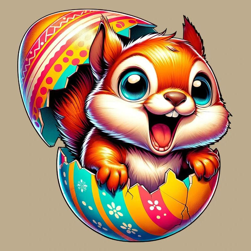Easter Squirrel with Easter Egg: Cute Design