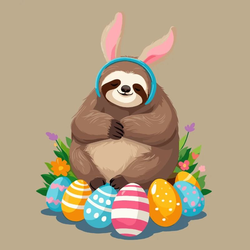 Funny Sloth Easter Bunny Iconic Easter