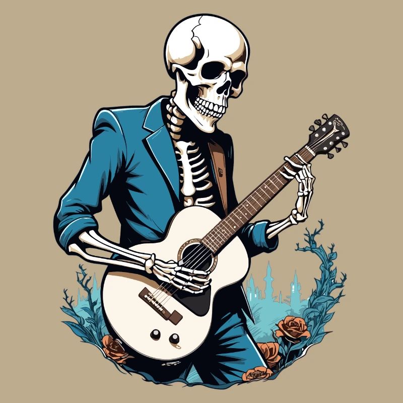 Skeleton with guitar