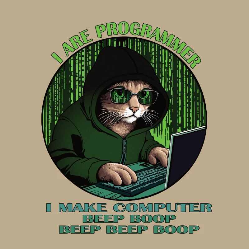 Ich bin Programmierer, grün, Programmierkatze