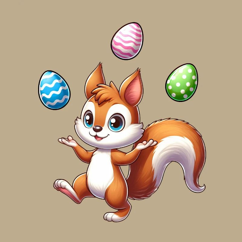Osterei Jonglierendes Eichhörnchen Comic Design