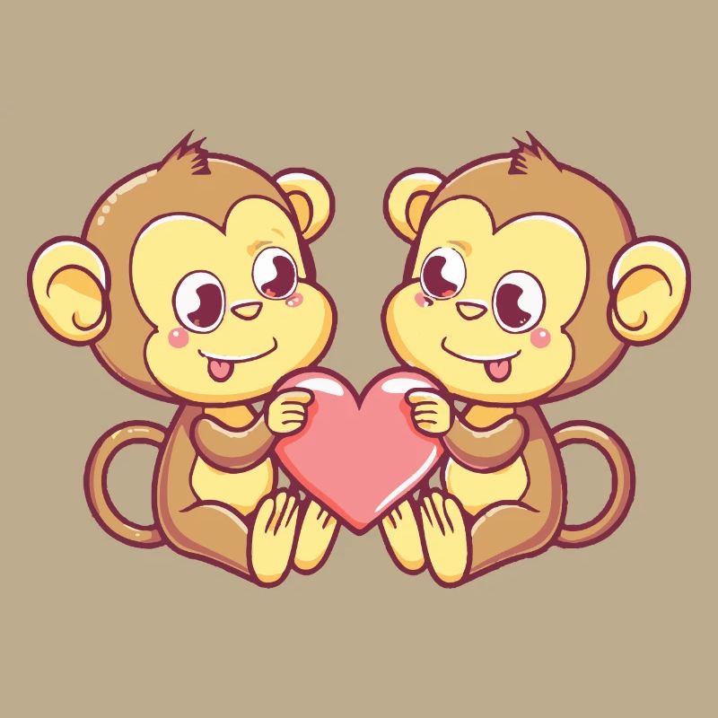 Affe Comic Paar Liebe