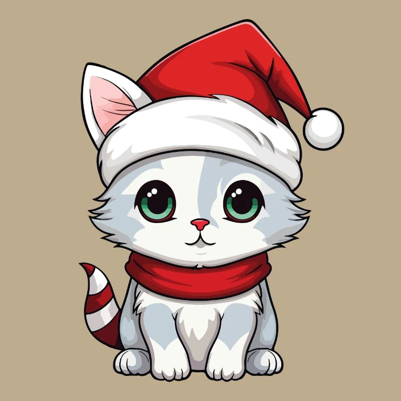 Chat Noël Chat De Noël Mignon Joyeux Catmas