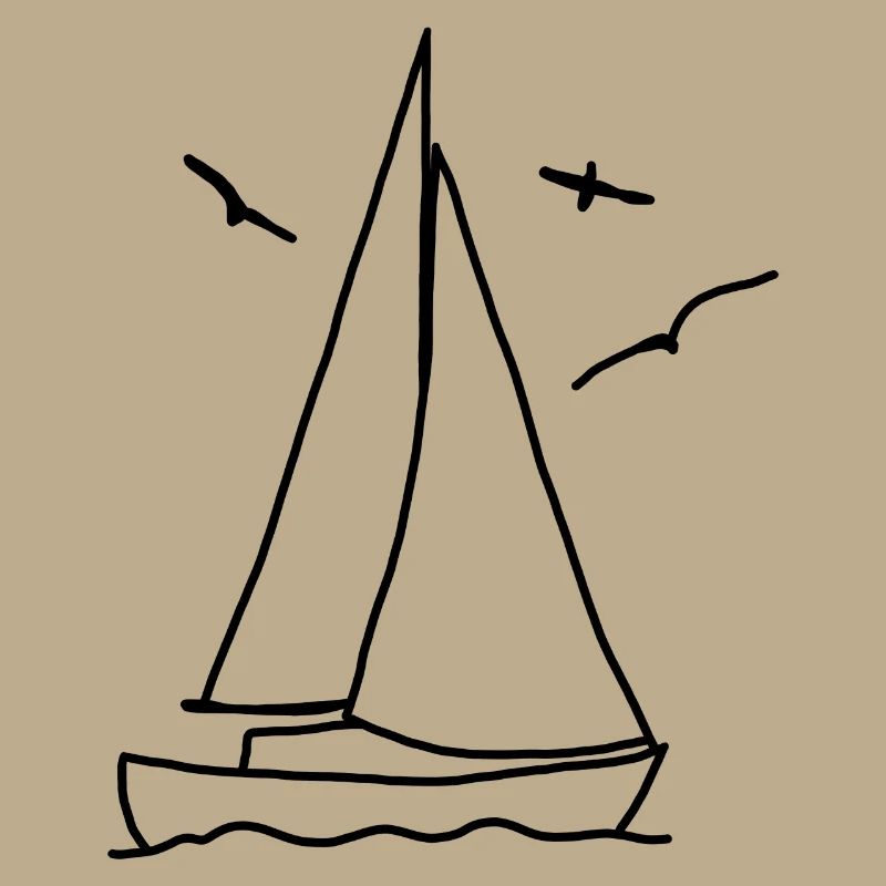 Segelboot mit Möven