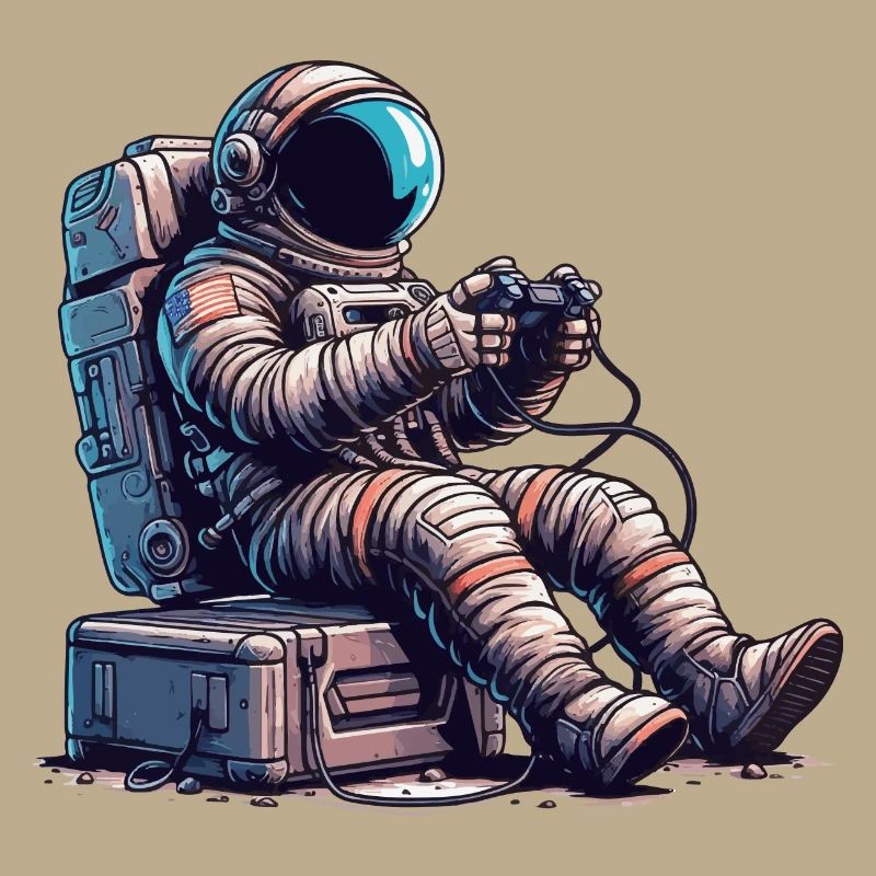 Astronaut Playing Console with Controller
