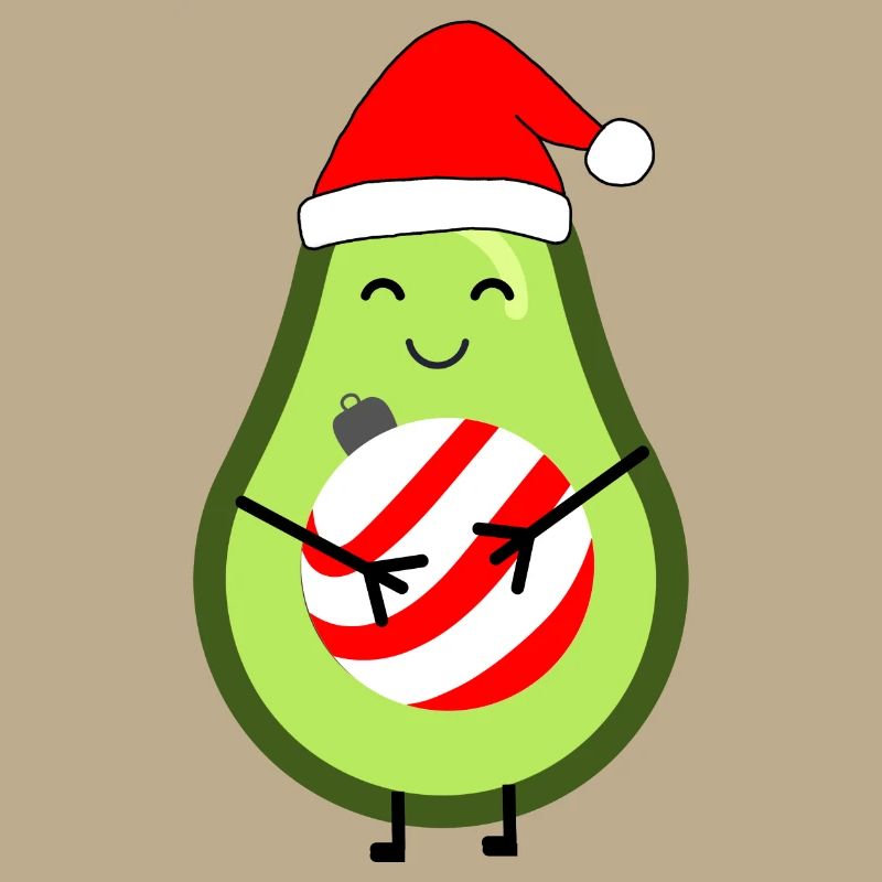 Liebevolle Avocado mit Weihnachtskugel