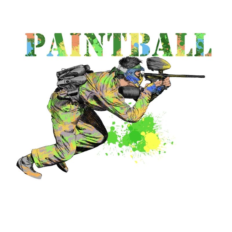 Colored paintball player in action