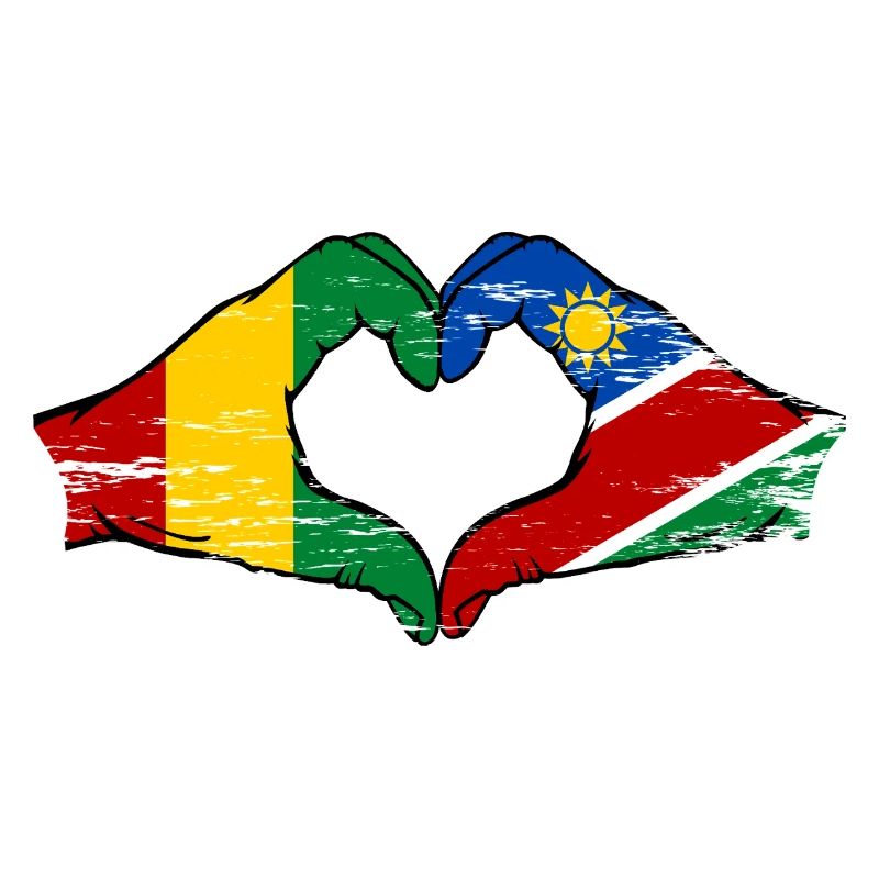 Guiena Namibia Flag Hands Heart Shape Used