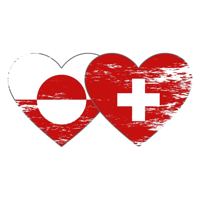 Drapeau du drapeau du Groenland Suisse Forme de cœur utilisée