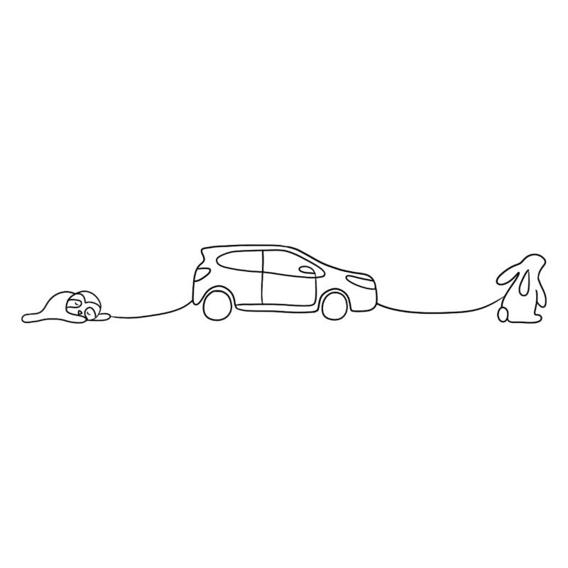 Rabbit pulls car