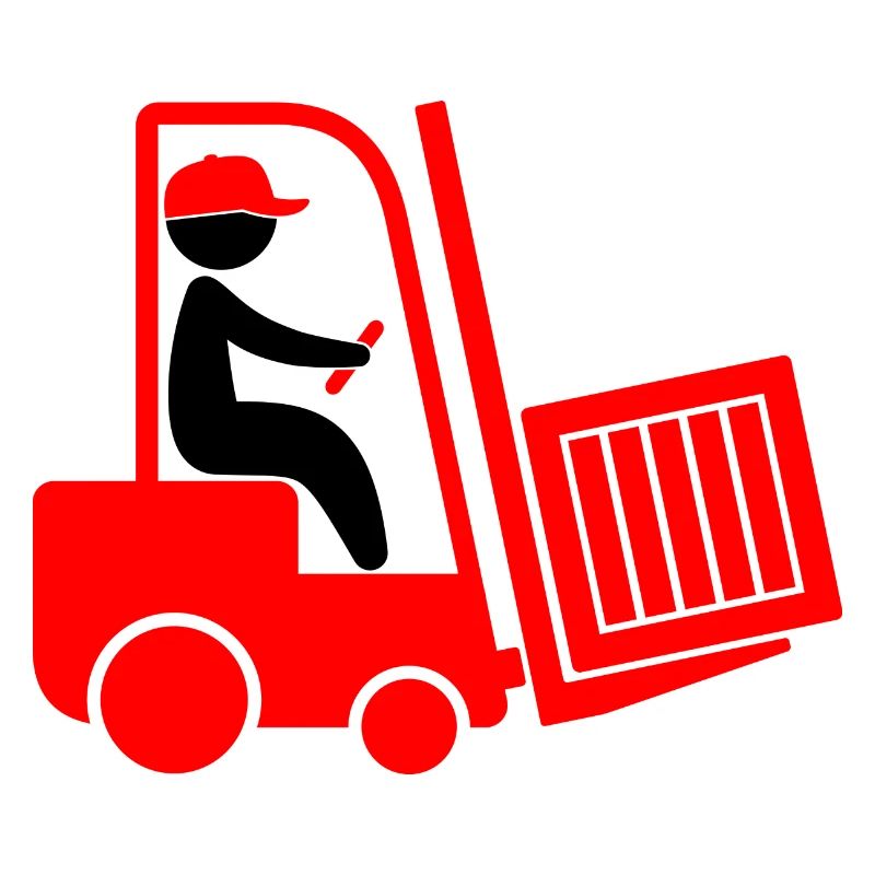 A forklift transporting a box