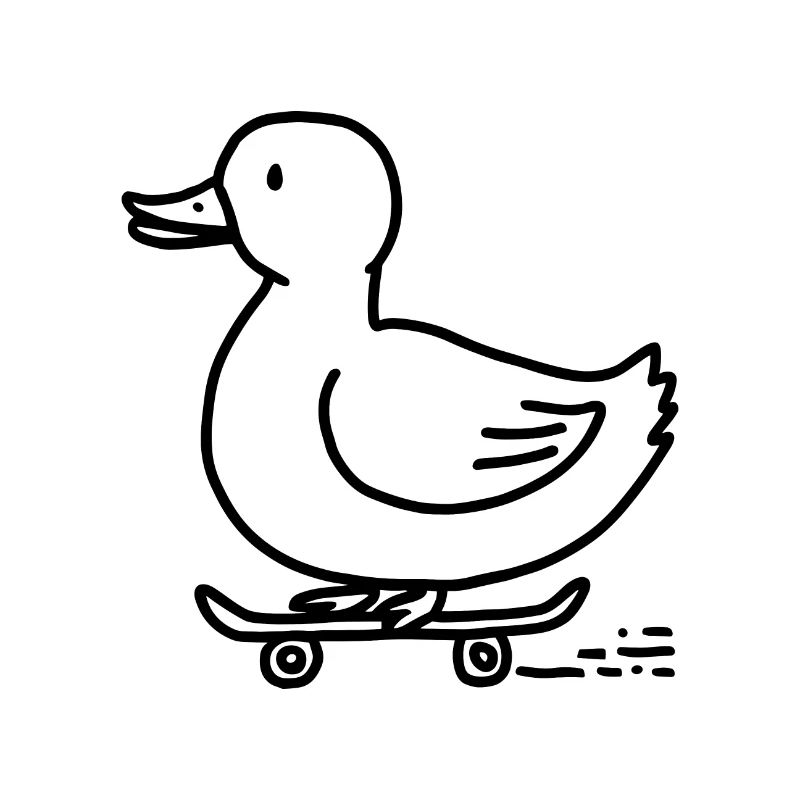 Funny duck on a skateboard for skaters
