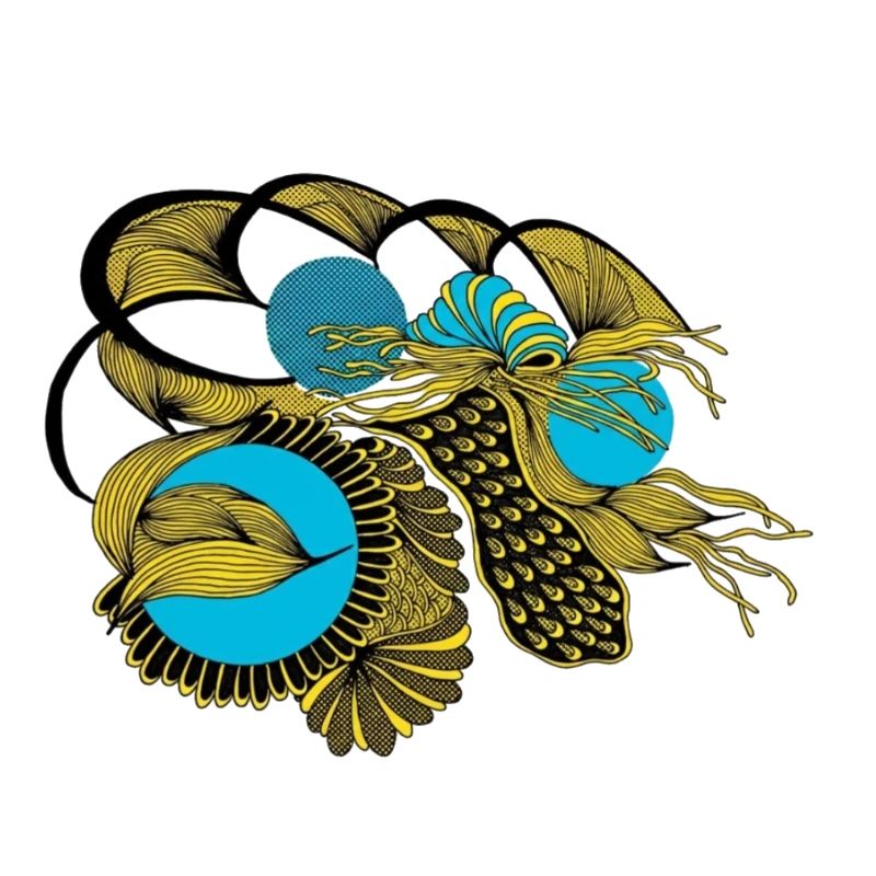 Goldene Koi mit Blaue Kreise