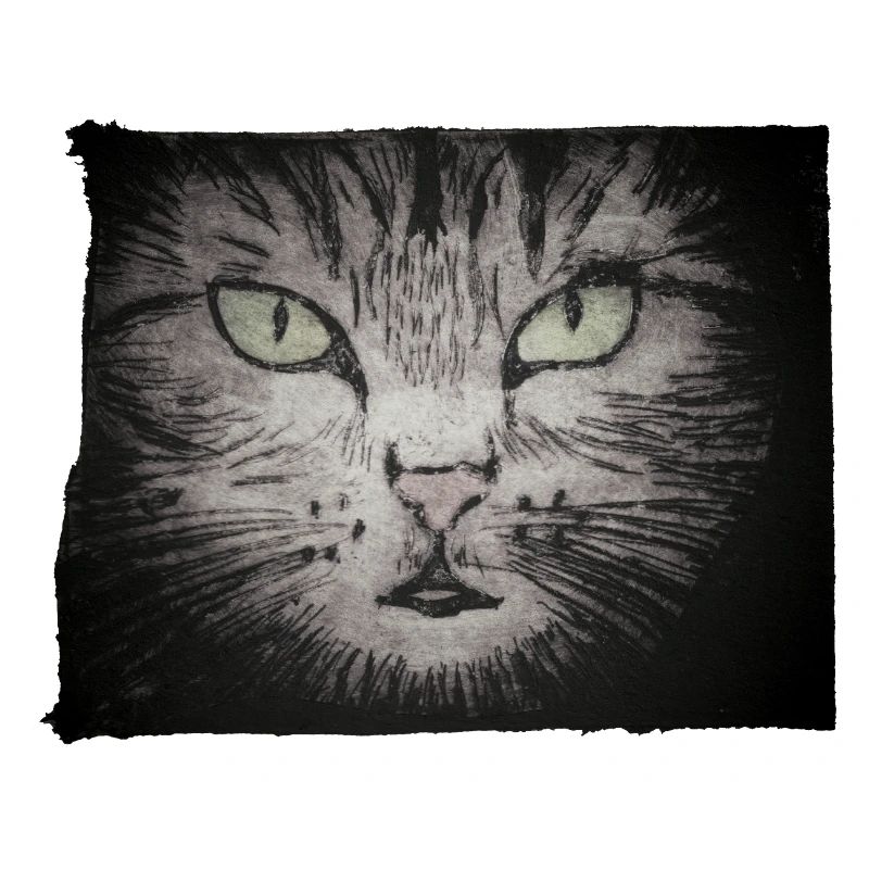 Cat Black - Gravé à la main imprimable