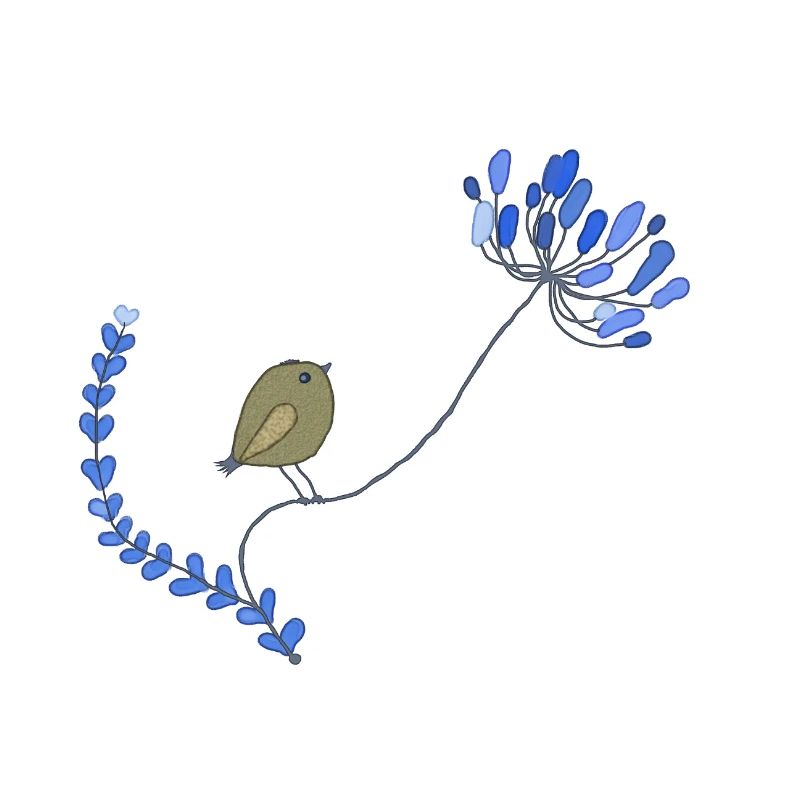 Vogel mit Blume