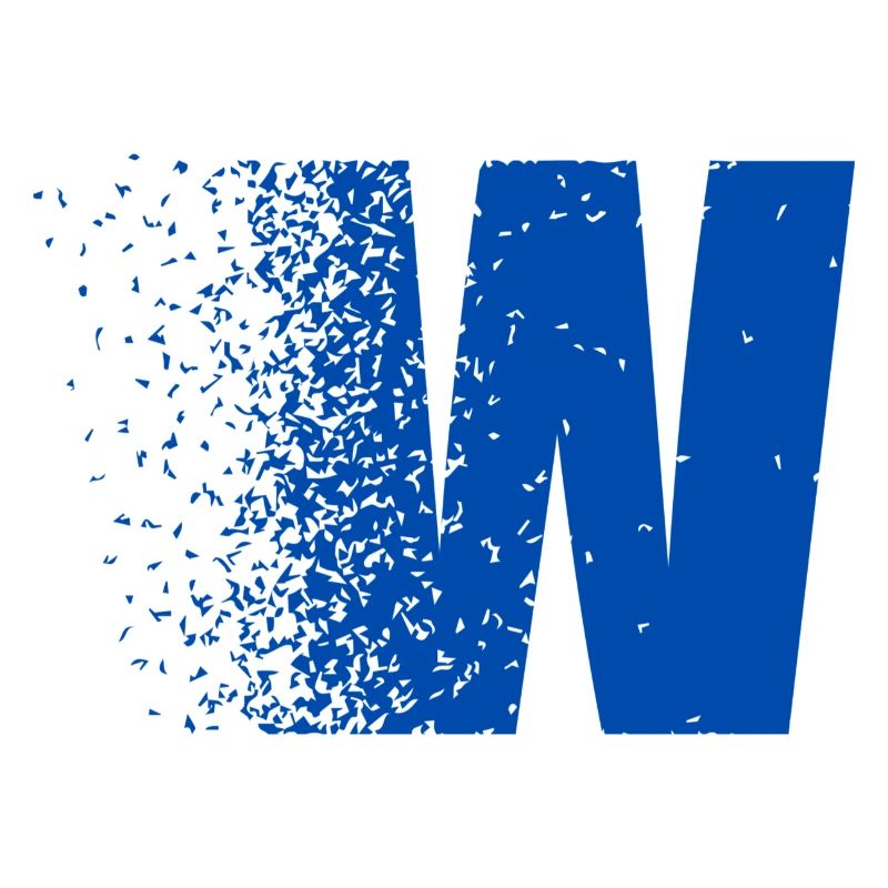 Fragmented W in Bold Blue