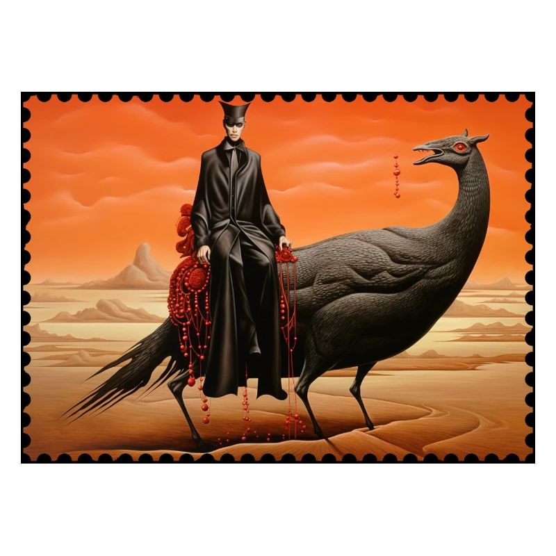 Mystical creature with dark mannequin surreal