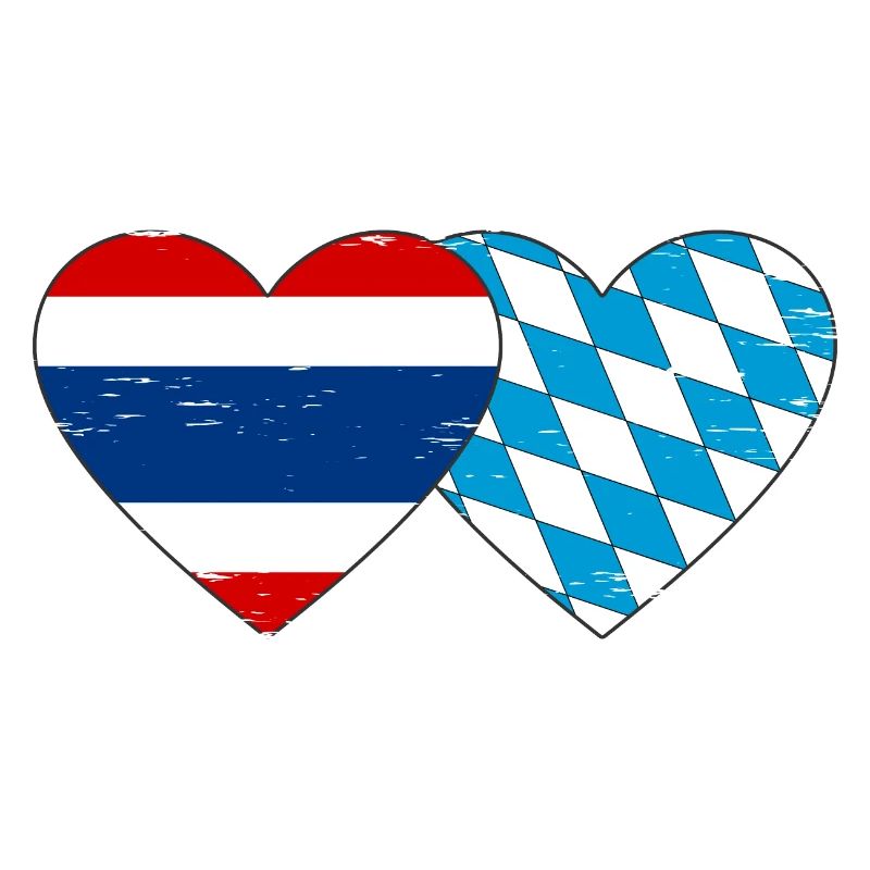 Thaïlande Bavière Drapeau Coeur utilisé