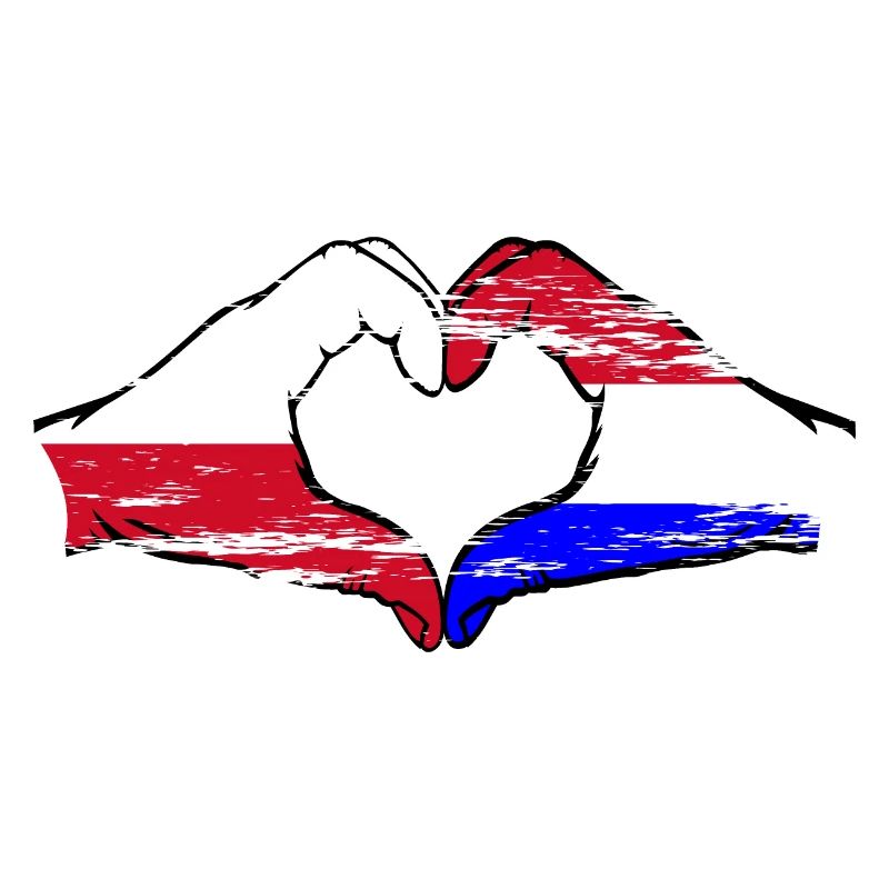 Pologne Hollande drapeau forme de coeur utilisé