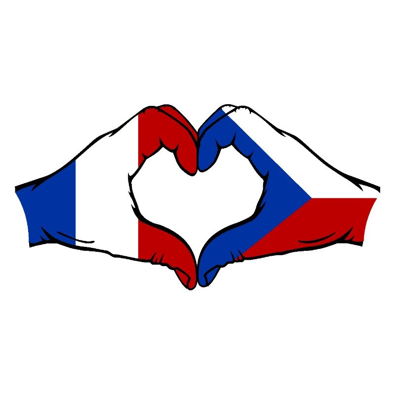 France République tchèque drapeau mains forme coeur