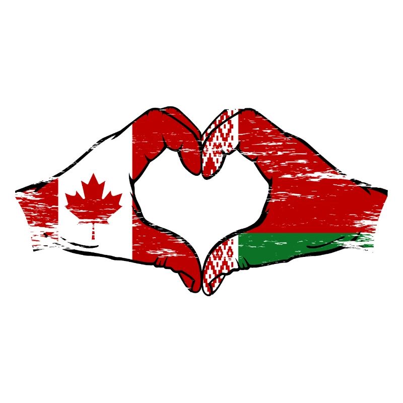 Canada Biélorussie drapeau mains forme de coeur utilisé