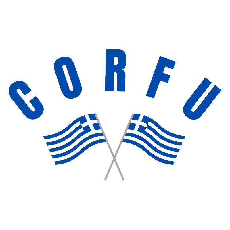 Corfou avec drapeaux grecs croisés