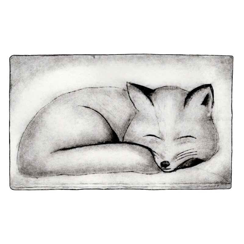 Sleeping Fox - Hand Carved Printable