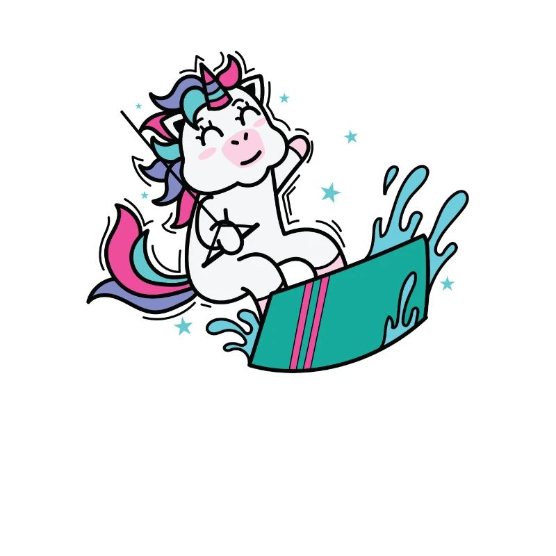 Einhorn beim Kite oder Wakeboarden