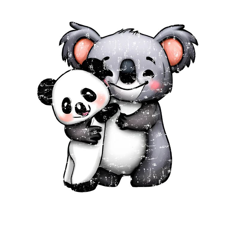 Mignon Koala Bear et Panda Bear Squeeze Grunge